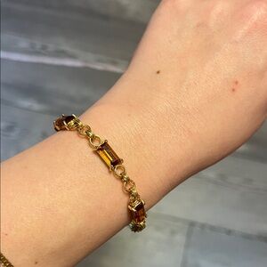 Gold Bracelet with Amber-Toned Accents